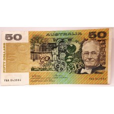 AUSTRALIA 1974 . FIFTY 50 DOLLAR BANKNOTE . PHILLIPS/WHEELER . FIRST PREFIX YAA